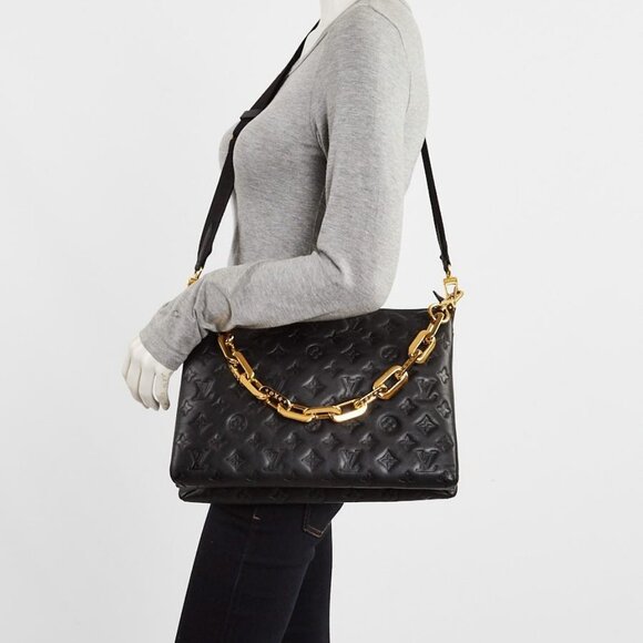 Louis Vuitton Black Monogram Embossed Leather Coussin MM Bag - Picture 1 of 12